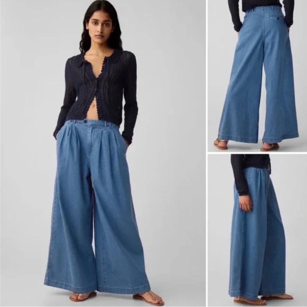 DOEN GAP Collab High Waisted Wide Leg Denim Cotton Trousers